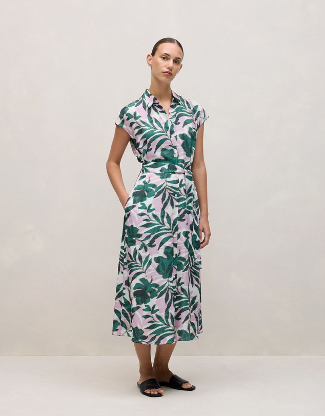 Trenery - Arbour Cap Sleeve Midi Shirt Dress in True Green