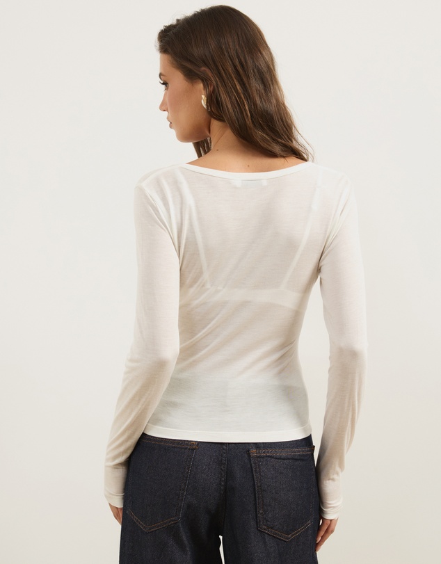 Atmos&Here - Wool Blend Henley Long Sleeve Top