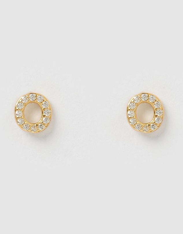 Izoa - Alphabet Mini Letter O Stud Earrings