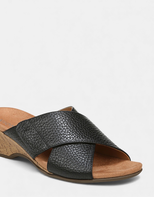 Vionic - Leticia Wedge Sandal - Black Leather