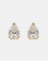 Georgini - Georgini Elegant Essentials 7mm Pear Cut Hidden Halo Stud Gold