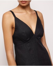 AERE - Millie Linen V Neck Midi Dress