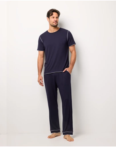 Wanderluxe Sleepwear - Nox TENCEL Modal Short Sleeve Top & Long Pants