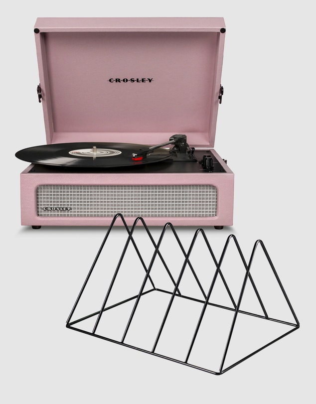 Crosley - Crosley Voyager Bluetooth Portable Turntable - Amethyst + Gadhouse Vinyl Rack Bundle - Black