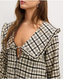 The Fated - Adela Check Collared Mini Dress