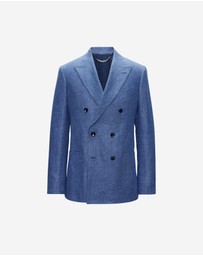 Calibre - Linen Lyocell Twill Double-Breasted Blazer Blue