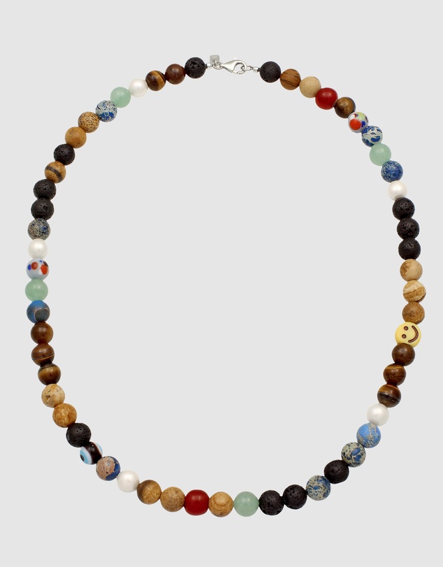 Kuzzoi - ICONIC EXCLUSIVE - Mixed Gemstone Bead Necklace with 925 Sterling Silver Elements