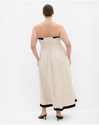City Chic - Plus size Contrast Strapless Maxi Dress - natural
