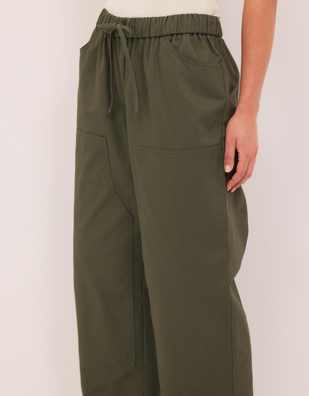 Calli - Panelled Cotton Wide Leg Twill Pants