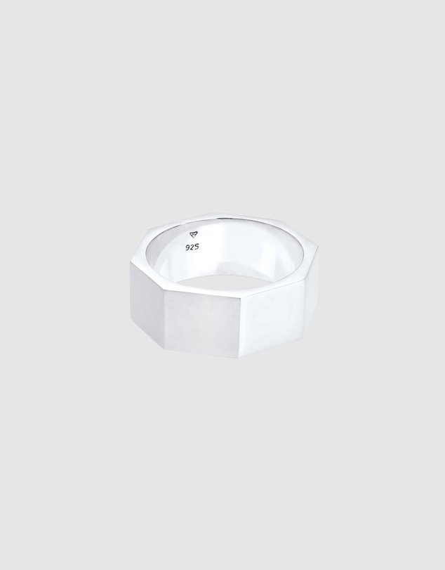 Kuzzoi - ICONIC EXCLUSIVE - Polished Hexagon Band Ring in 925 Sterling Silver