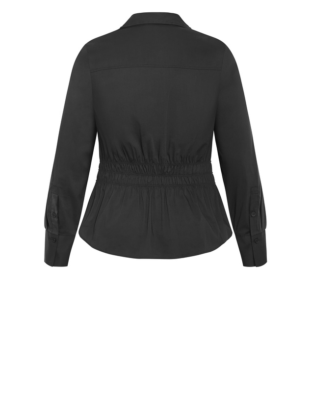 City Chic - Plus size Shirred Waist Shirt - black