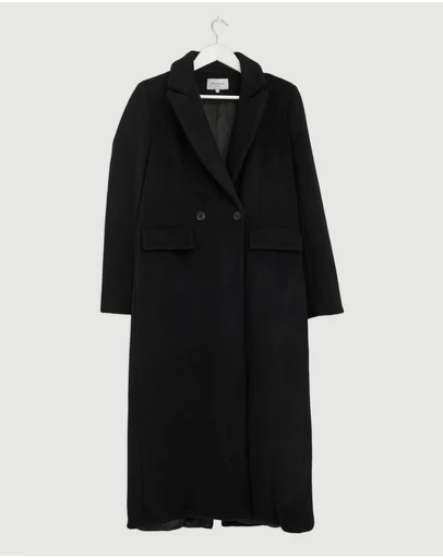 Revibe - Repaired Minima Esenciales Maren Brushed Wool Long Coat - AU 8
