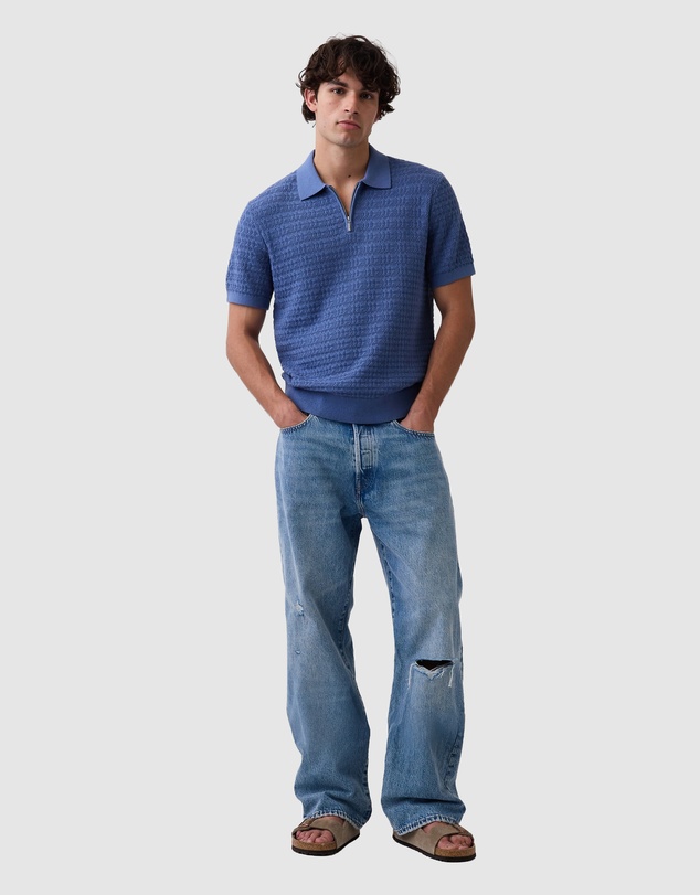 GAP - SS Textured Zip Polo