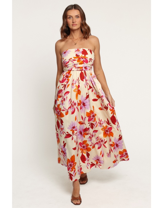 Petal & Pup - Kayt Strapless Dress - Orange Pink Floral