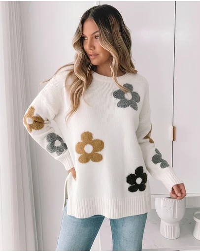 Esther & Co - Novella Knit - Cream Floral