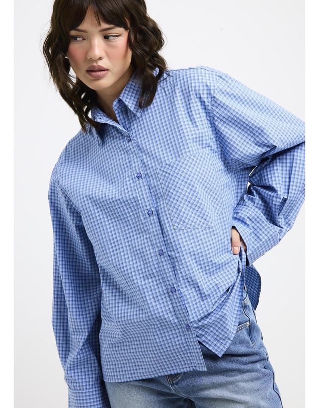 Subtitled - Savannah Plaid Long Sleeve Oversized Shirt