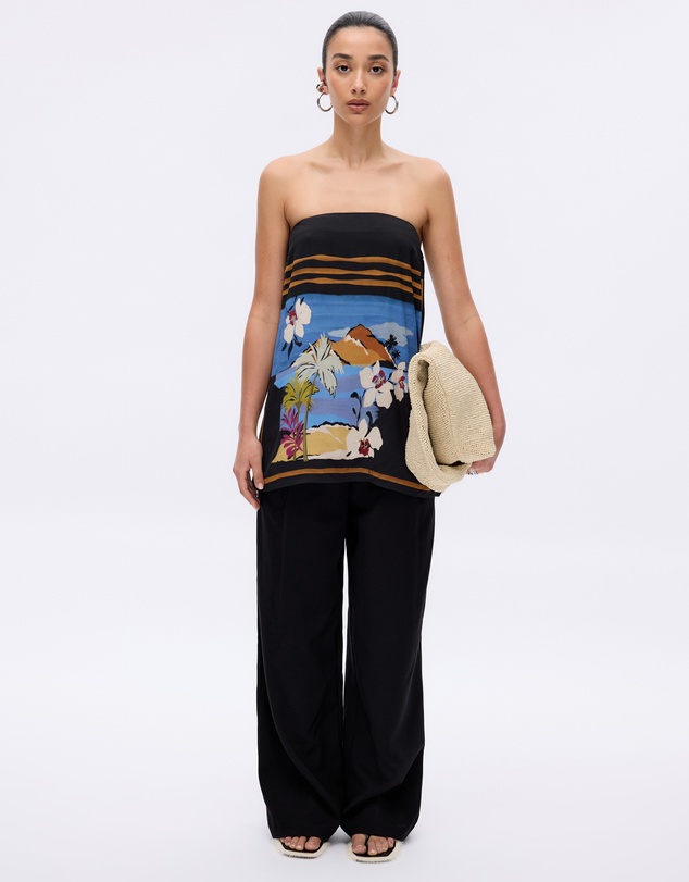 Minima Esenciales - Moonlit Palms Strapless Top