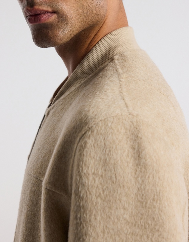 Calibre - Sherpa Collar Wool Bomber Jacket Neutral