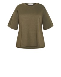 City Chic - Plus size Oversized Crew Neck Tee - khaki