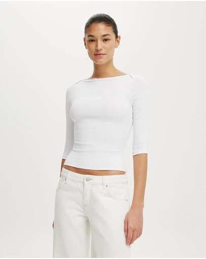 Cotton On - 90S Boatneck ¾ Sleeve