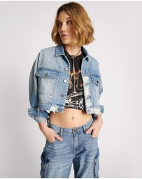 ONE TEASPOON - Eagle Studded Cropped Denim Jacket