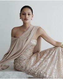 Carla Zampatti - Pale Gold Linear Sequin Gown