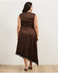 Atmos&Here Curvy - Quinn Satin Midi Dress with Lace Trim