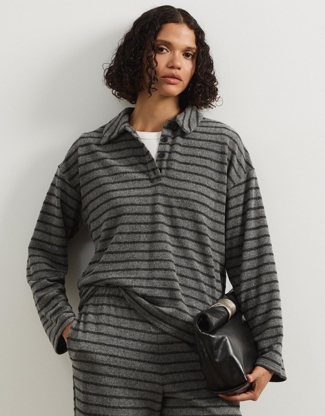 Atmos&Here - Mirabel Long Sleeve Jersey Polo Top