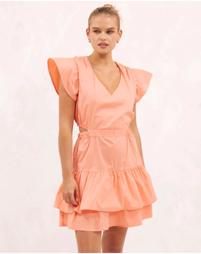AERE - Organic Cotton Ruffle Sleeve Mini Dress
