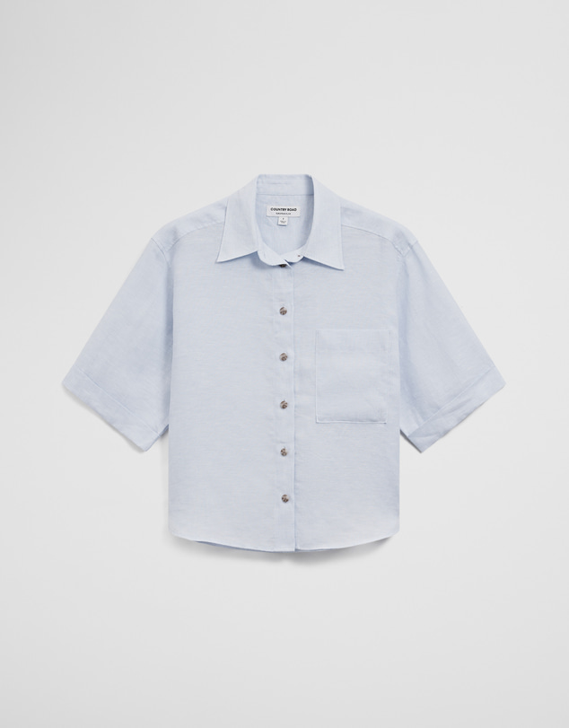 Country Road - Short Sleeve Crop Linen Shirt