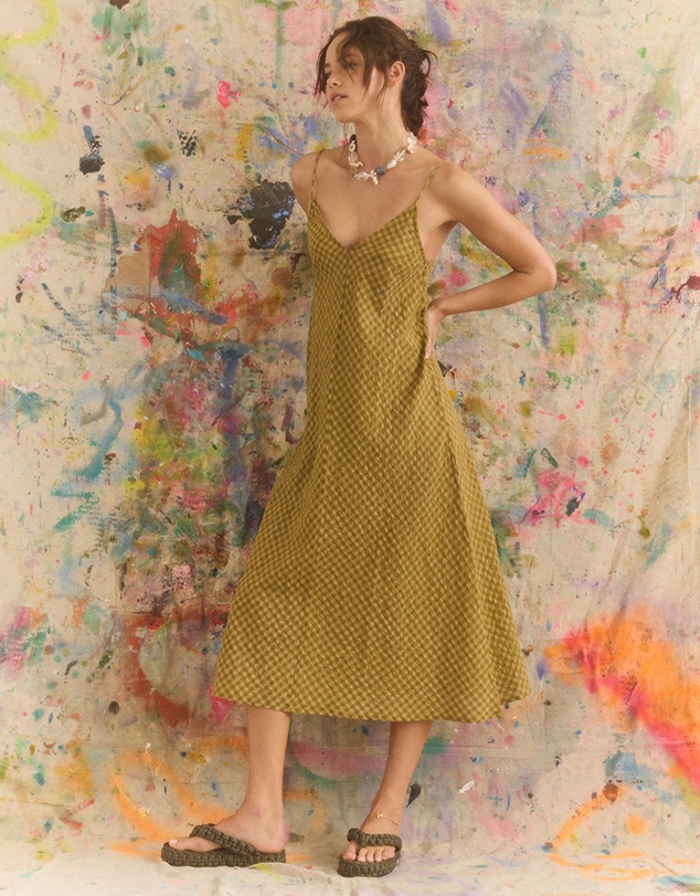 KINGA CSILLA - Hulia Check Daje Slip Dress