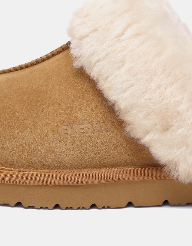 EVERAU - EverAU Ugg Muffin Slipper Suede Cow Suede Upper House Shoes