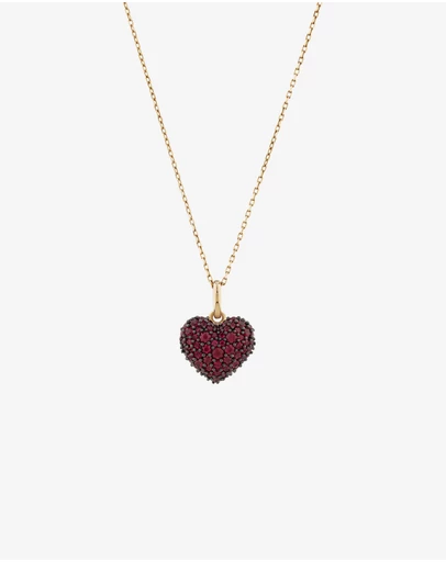 Michael Hill - Ruby Pave Heart Pendant in 10kt Yellow Gold
