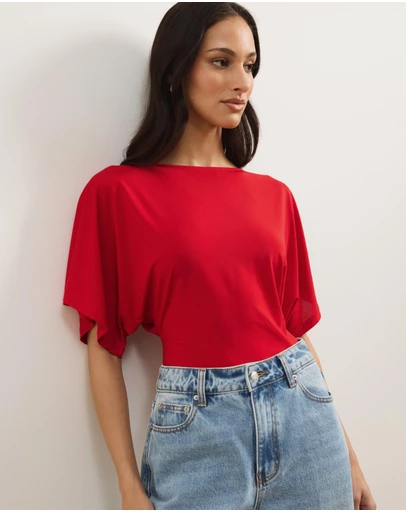Atmos&Here - Amara Jersey Tie Back Short Sleeve Top