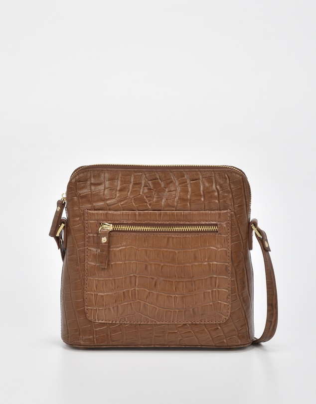 Cobb & Co - Kingsley Croc Leather RFID Safe Crossbody