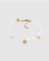 Elli Jewelry - Bracelet with Beads Star Moonstone and Zirconia 925 Sterling Silver Gold-plated