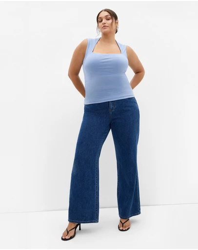 City Chic - Plus size Milly Tank - powder blue