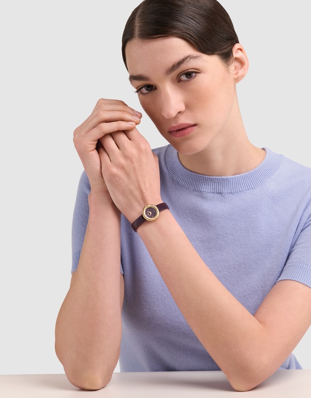 Furla - Furla Miasfera Iconic 24mm Purple Leather Strap Watch