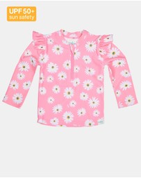 Toshi - Swim Rashie L/S Ripple -  Daisy Watermelon 1