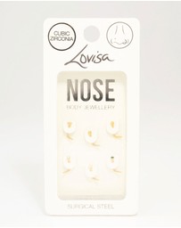 Lovisa - Gold Plated Surgical Steel Heart Diamante Nose 6-Pack