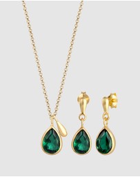 Elli Jewelry - Jewelry Set Drop Set Ear Hanger Quartz Gemstone in 925 Sterling Silver Gold Plated