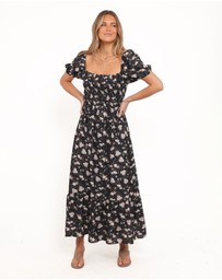 Petal & Pup - Cecelia Puff Sleeve Maxi Dress - Black Floral