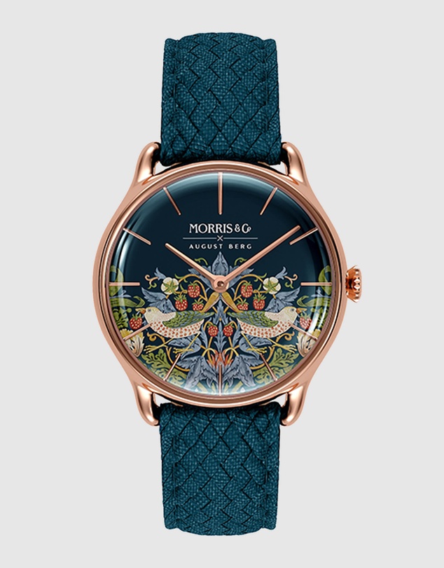 August Berg - Morris & Co 30mm Indigo Strawberry Thief Watch