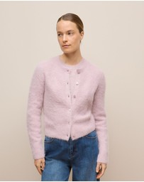Trenery - Brushed Alpaca Button Through Cardigan in Pink Rose