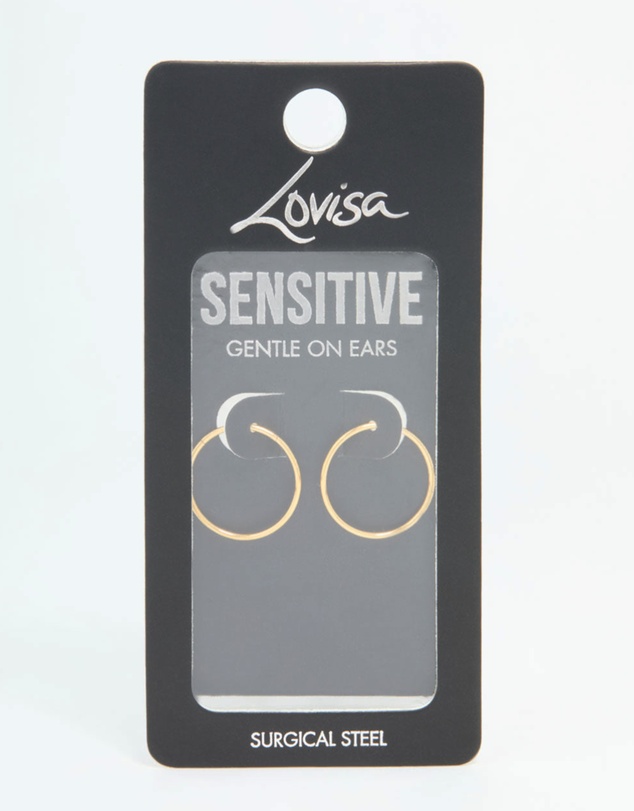 Lovisa - Gold Plated Surgical Steel Sleeper Earrings 16 MM