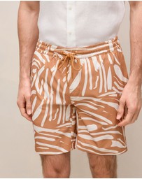 Trenery - Brushstroke Swim Short in Butterscotch Brown