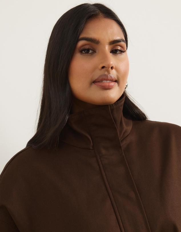 Atmos&Here Curvy - Taya Funnel Neck Twill Bomber Jacket