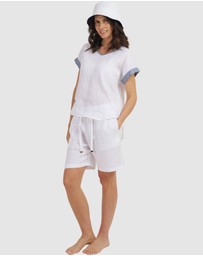 CAMIXA - Martina Linen V-Neck T-shirt