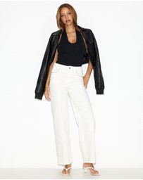 Dazie - Nights Out Studded Mid Rise Straight Leg Jeans