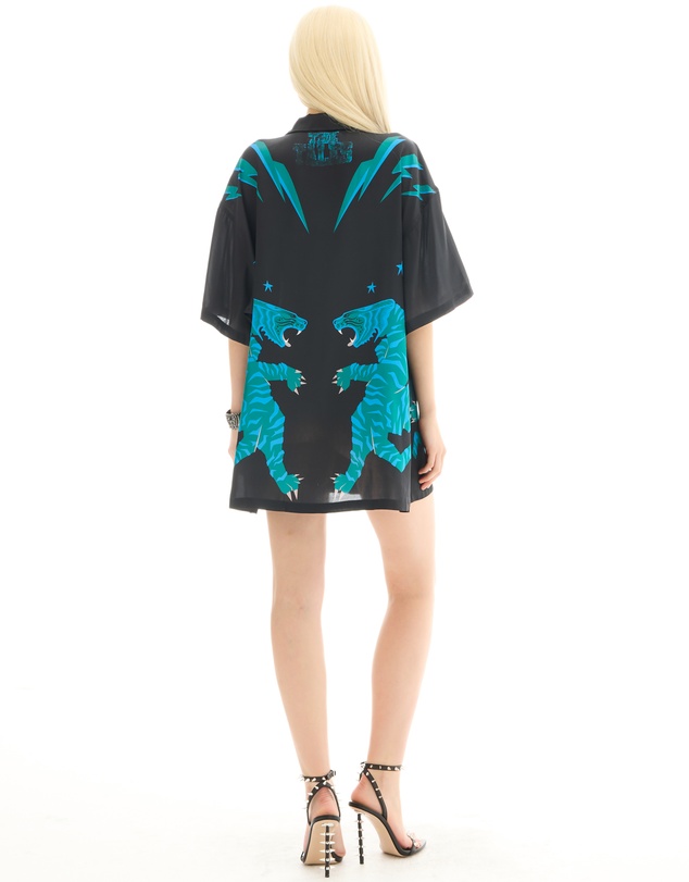 THE TALES - Osaka Tiger Silk Shirt Dress